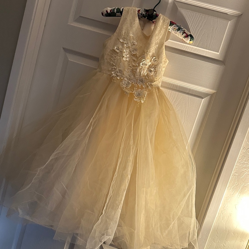 Elegant Cream Kids Dress party wedding